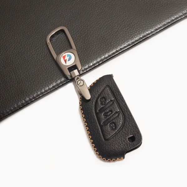 Black_Genuine_Leather_Premium_Key_Cover_With_Key_Chain_For_Car