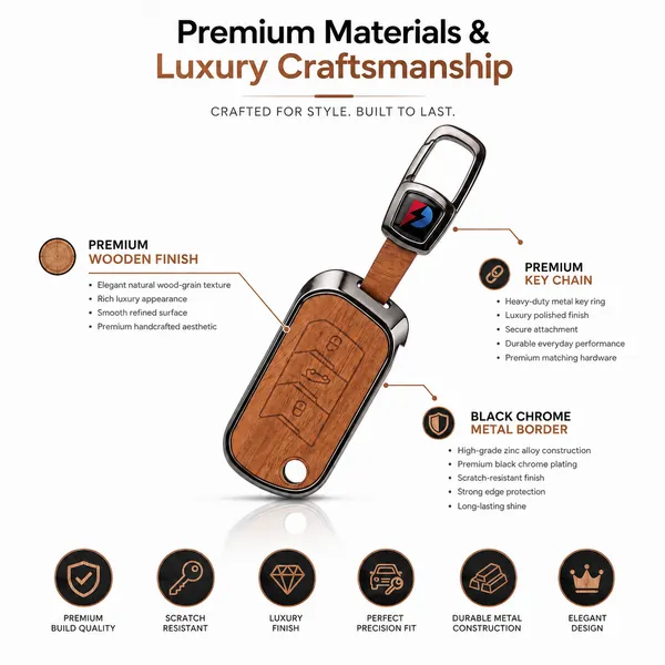 PVMAX_Wooden_Leather_Finish_Metal_Car_Key_Cover_Compatible_with_Mahindra_Scorpio_N_|_3XO_|_XUV_300_|_Marazzo_|_XUV_700_|_XUV_400_ev_|_Bolero_|_Thar_Roxx_3_Button_Flip_Key