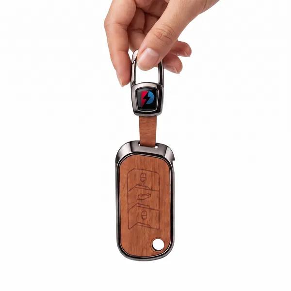 PVMAX_Wooden_Leather_Finish_Metal_Car_Key_Cover_Compatible_with_Mahindra_Scorpio_N_|_3XO_|_XUV_300_|_Marazzo_|_XUV_700_|_XUV_400_ev_|_Bolero_|_Thar_Roxx_3_Button_Flip_Key