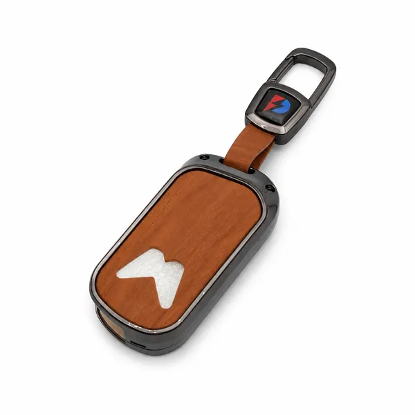 PVMAX_Wooden_Leather_Finish_Metal_Car_Key_Cover_Compatible_with_Mahindra_Scorpio_N_|_3XO_|_XUV_300_|_Marazzo_|_XUV_700_|_XUV_400_ev_|_Bolero_|_Thar_Roxx_3_Button_Flip_Key