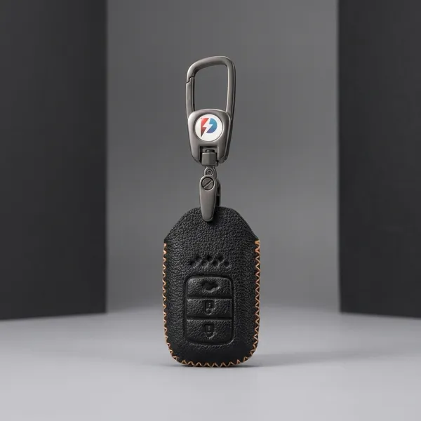 Black_Genuine_Leather_Premium_Key_Cover_With_Key_Chain_For_Car