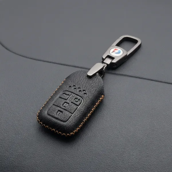 Black_Genuine_Leather_Premium_Key_Cover_With_Key_Chain_For_Car