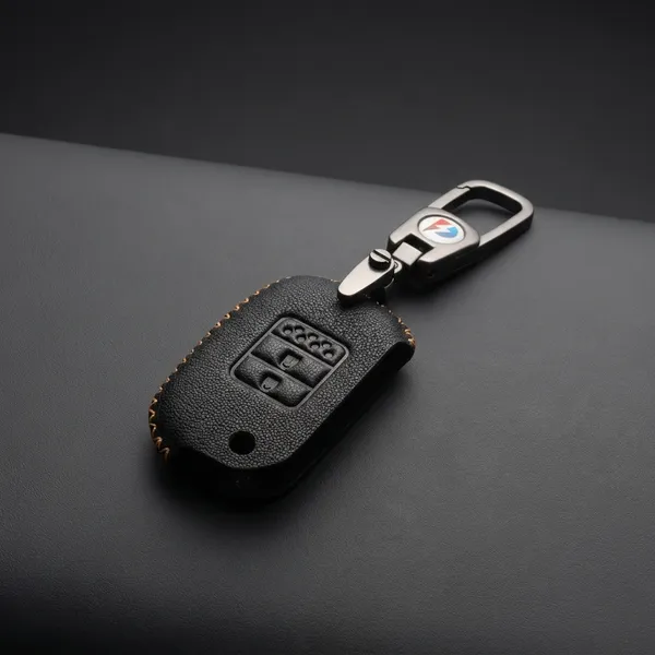 Black_Genuine_Leather_Premium_Key_Cover_With_Key_Chain_For_Car