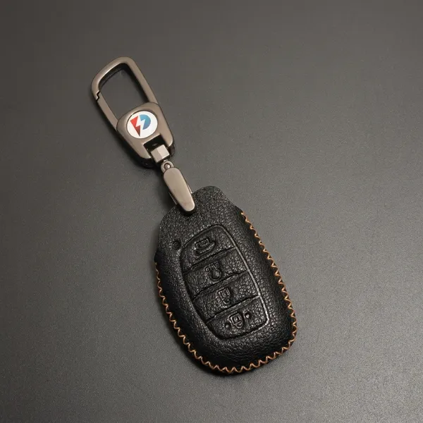 Black_Genuine_Leather_Premium_Key_Cover_With_Key_Chain_For_Car