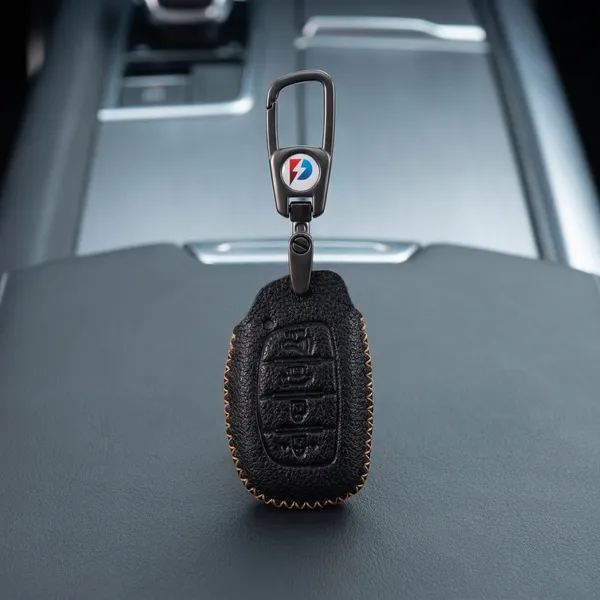 Black_Genuine_Leather_Premium_Key_Cover_With_Key_Chain_For_Car