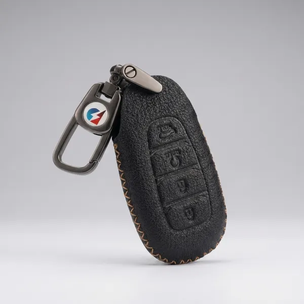 Black_Genuine_Leather_Premium_Key_Cover_With_Key_Chain_For_Car