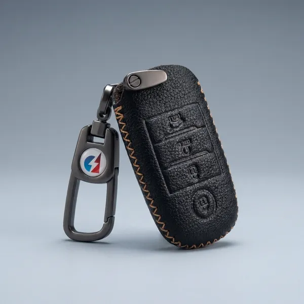 Black_Genuine_Leather_Premium_Key_Cover_With_Key_Chain_For_Car
