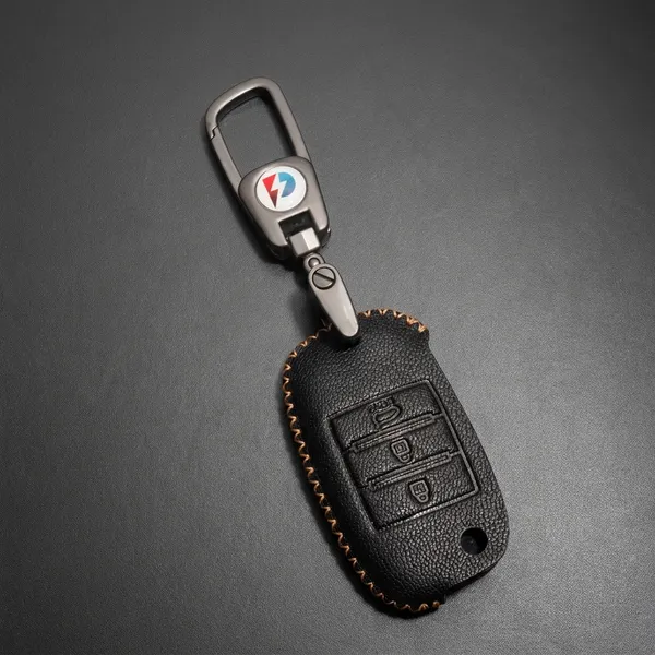 Black_Genuine_Leather_Premium_Key_Cover_With_Key_Chain_For_Car
