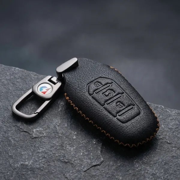 Black_Genuine_Leather_Premium_Key_Cover_With_Key_Chain_For_Car