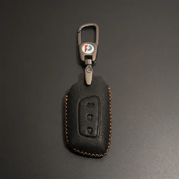 Black_Genuine_Leather_Premium_Key_Cover_With_Key_Chain_For_Car
