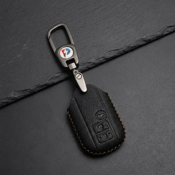 Black_Genuine_Leather_Premium_Key_Cover_With_Key_Chain_For_Car