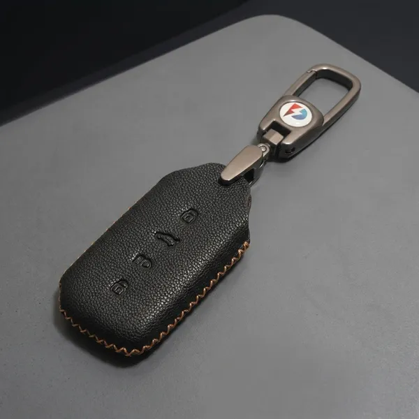 Black_Genuine_Leather_Premium_Key_Cover_With_Key_Chain_For_Car