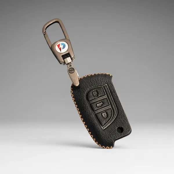 Black_Genuine_Leather_Premium_Key_Cover_With_Key_Chain_For_Car