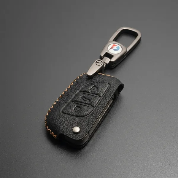 Black_Genuine_Leather_Premium_Key_Cover_With_Key_Chain_For_Car