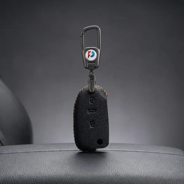 Black_Genuine_Leather_Premium_Key_Cover_With_Key_Chain_For_Car