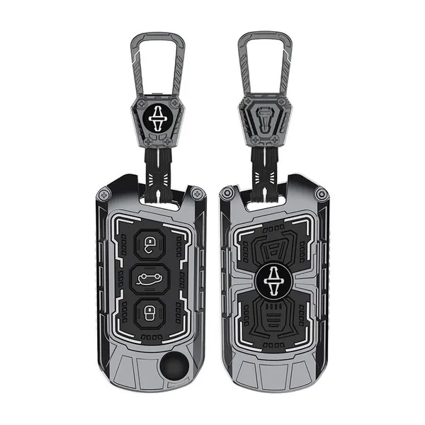 Black_And_Silver_Zinc_Alloy_Premium_Chrome_Finish_Key_Cover_With_Key_Chain_For_Car