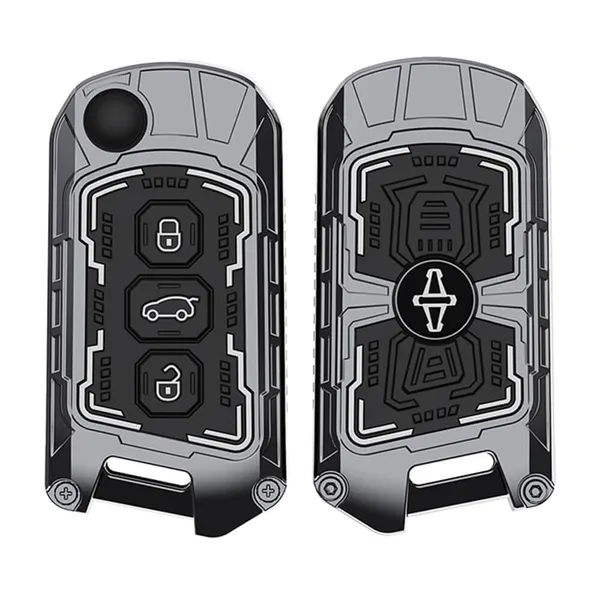 Black_And_Silver_Zinc_Alloy_Premium_Chrome_Finish_Key_Cover_With_Key_Chain_For_Car
