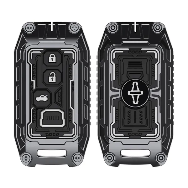 Black_And_Silver_Zinc_Alloy_Premium_Chrome_Finish_Key_Cover_With_Key_Chain_For_Car