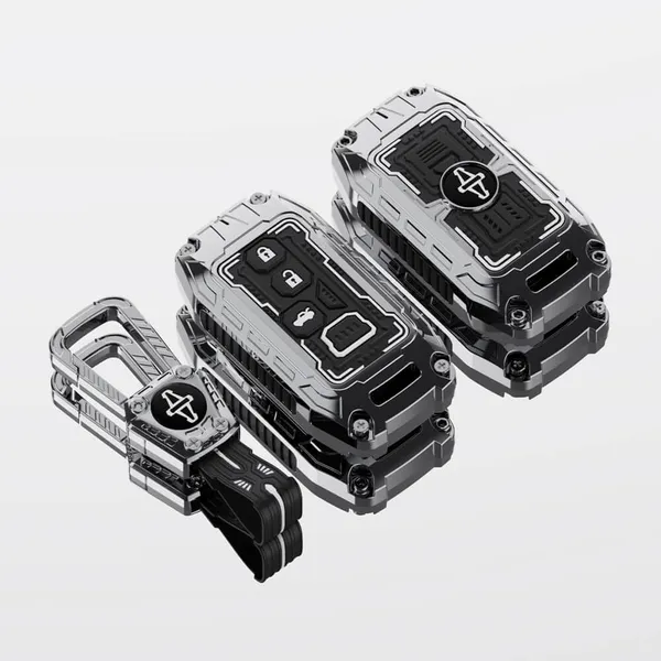 Black_And_Silver_Zinc_Alloy_Premium_Chrome_Finish_Key_Cover_With_Key_Chain_For_Car
