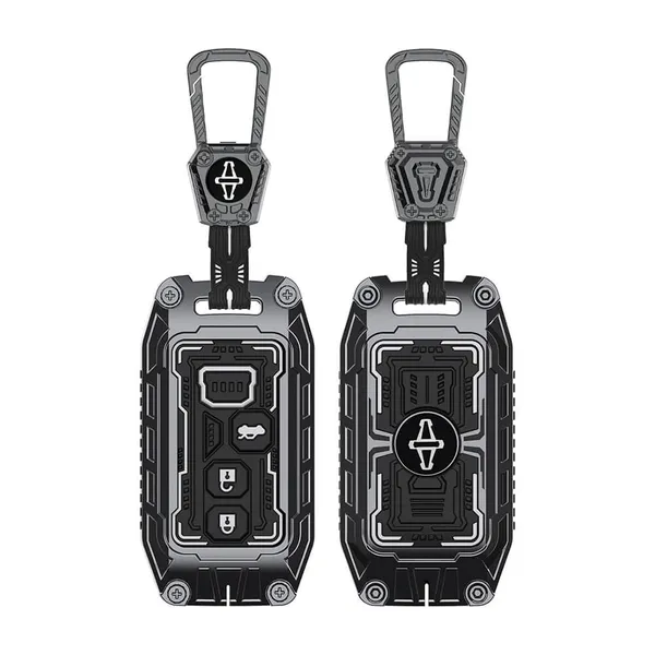 Black_And_Silver_Zinc_Alloy_Premium_Chrome_Finish_Key_Cover_With_Key_Chain_For_Car