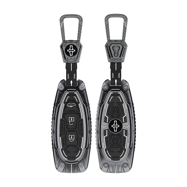 Black_And_Silver_Zinc_Alloy_Premium_Chrome_Finish_Key_Cover_With_Key_Chain_For_Car