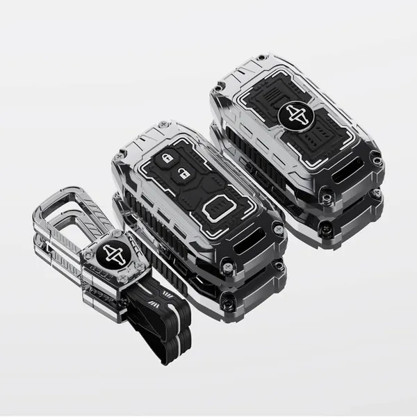 Black_And_Silver_Zinc_Alloy_Premium_Chrome_Finish_Key_Cover_With_Key_Chain_For_Car
