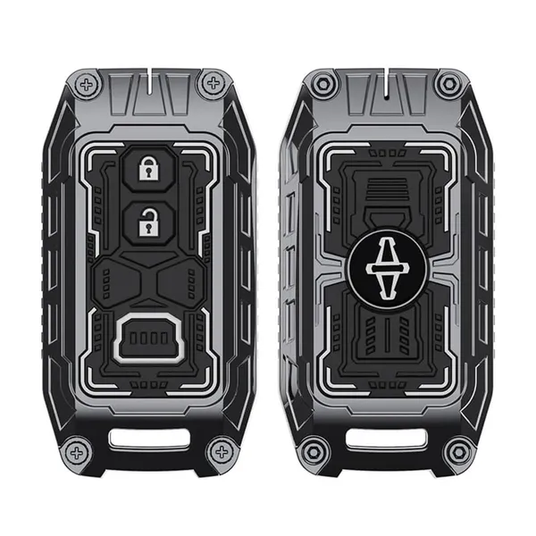 Black_And_Silver_Zinc_Alloy_Premium_Chrome_Finish_Key_Cover_With_Key_Chain_For_Car