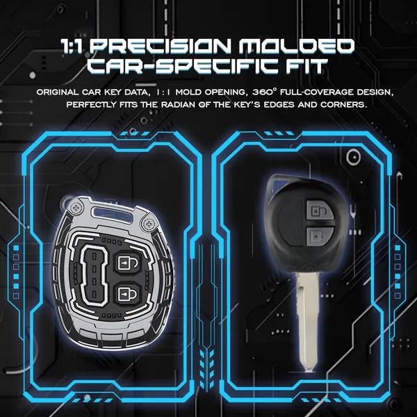 Black_And_Silver_Zinc_Alloy_Premium_Chrome_Finish_Key_Cover_With_Key_Chain_For_Car