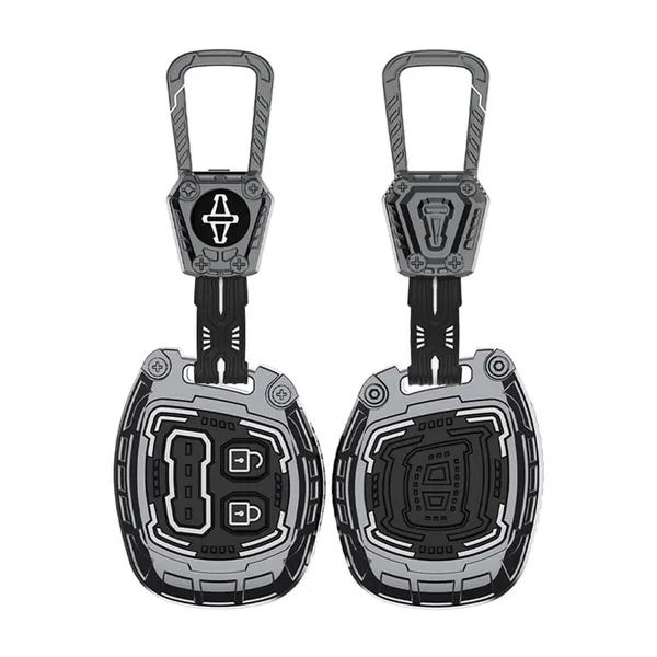 Black_And_Silver_Zinc_Alloy_Premium_Chrome_Finish_Key_Cover_With_Key_Chain_For_Car