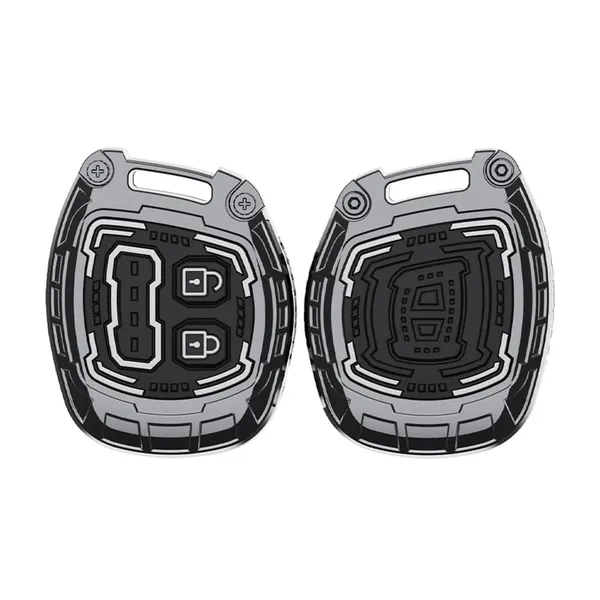Black_And_Silver_Zinc_Alloy_Premium_Chrome_Finish_Key_Cover_With_Key_Chain_For_Car