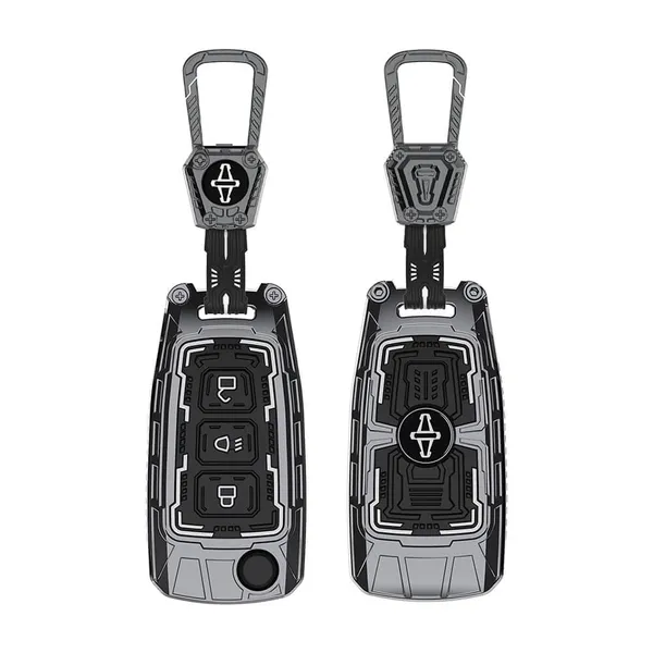 Black_And_Silver_Zinc_Alloy_Premium_Chrome_Finish_Key_Cover_With_Key_Chain_For_Car