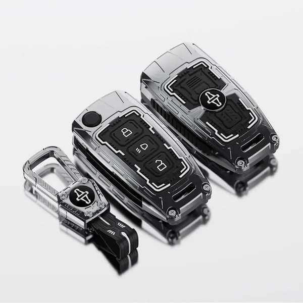 Black_And_Silver_Zinc_Alloy_Premium_Chrome_Finish_Key_Cover_With_Key_Chain_For_Car