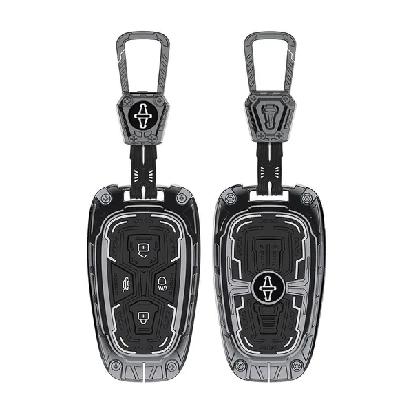 Black_And_Silver_Zinc_Alloy_Premium_Chrome_Finish_Key_Cover_With_Key_Chain_For_Car