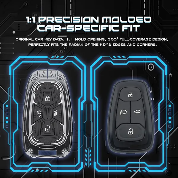Black_And_Silver_Zinc_Alloy_Premium_Chrome_Finish_Key_Cover_With_Key_Chain_For_Car