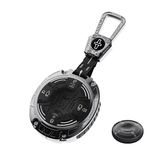 Black_And_Silver_Zinc_Alloy_Premium_Chrome_Finish_Key_Cover_With_Key_Chain_For_Car