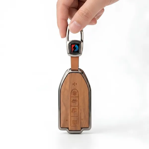 PVMAX_Wooden_Leather_Finish_Metal_Car_Key_Cover_Compatible_with_Mahindra_BE_6,_XEV_9_EV,_XUV_7XO_Smart_Key