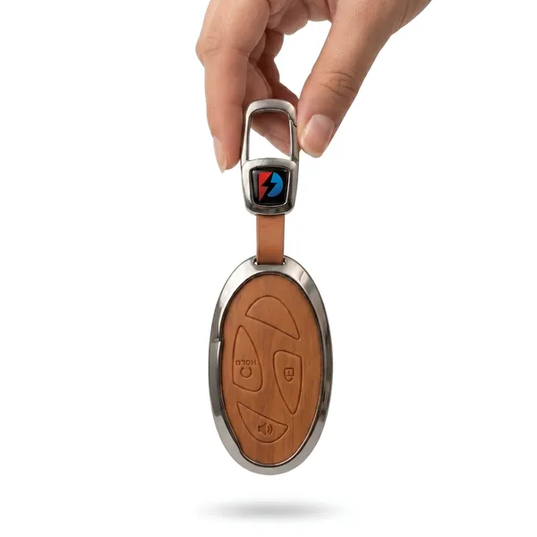 PVMAX_Wooden_Leather_Finish_Metal_Car_Key_Cover_Compatible_with_Hyundai_Venue_2/3_Button_Smart_Key
