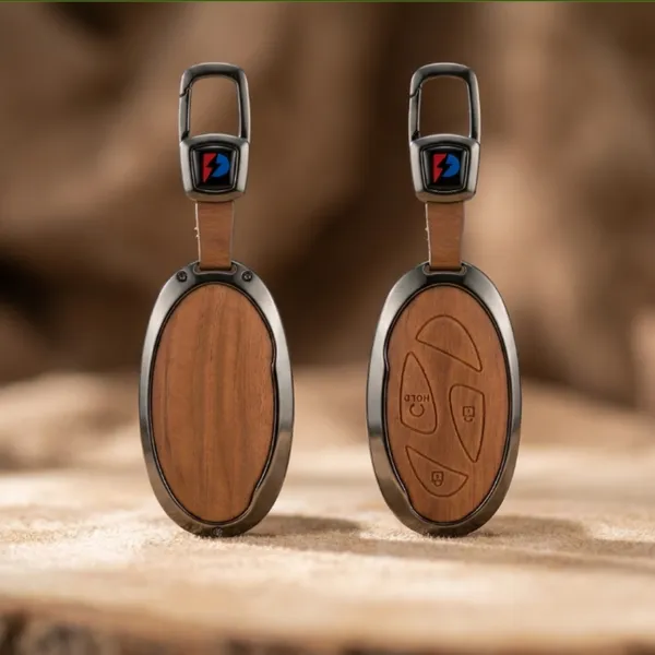 PVMAX_Wooden_Leather_Finish_Metal_Car_Key_Cover_Compatible_with_Hyundai_Venue_2/3_Button_Smart_Key