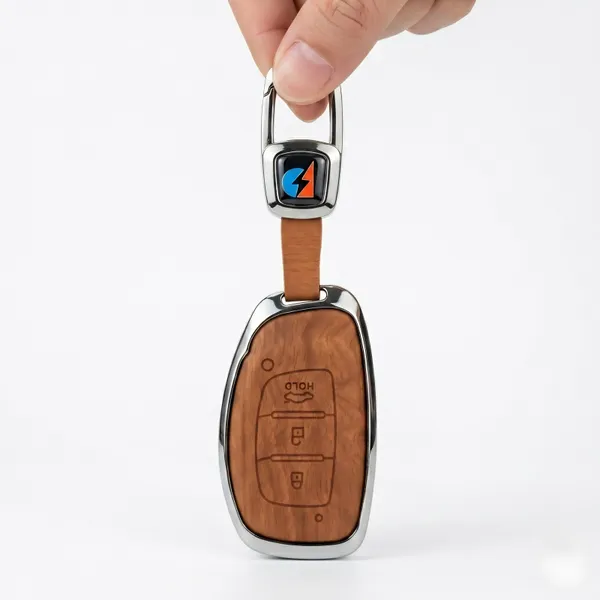 PVMAX_Wooden_Leather_Finish_Metal_Car_Key_Cover_Compatible_with_Hyundai_i20,_Creta,_Venue,_Tucson,_Alcazar,_Grand_i10,_Verna,_Xcent,_Aura,_and_Elantra_3-Button_Smart_Key
