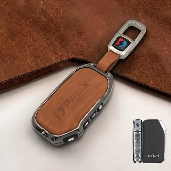 PVMAX_Wooden_Leather_Finish_Metal_Car_Key_Cover_Compatible_with_Kia_Seltos_2024_2023_Facelift_HTX_|_Carens_Clavis_X_Line_|_Sonet_Facelift_4_Button_Smart_Key
