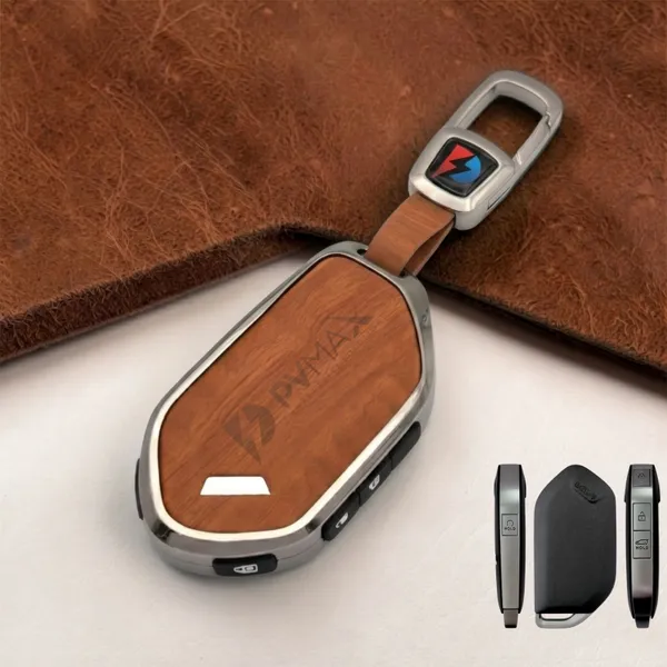 PVMAX_Wooden_Leather_Finish_Metal_Car_Key_Cover_Compatible_with_Kia_Seltos_2026,_Syros,_EV6,_EV9_Smart_Key