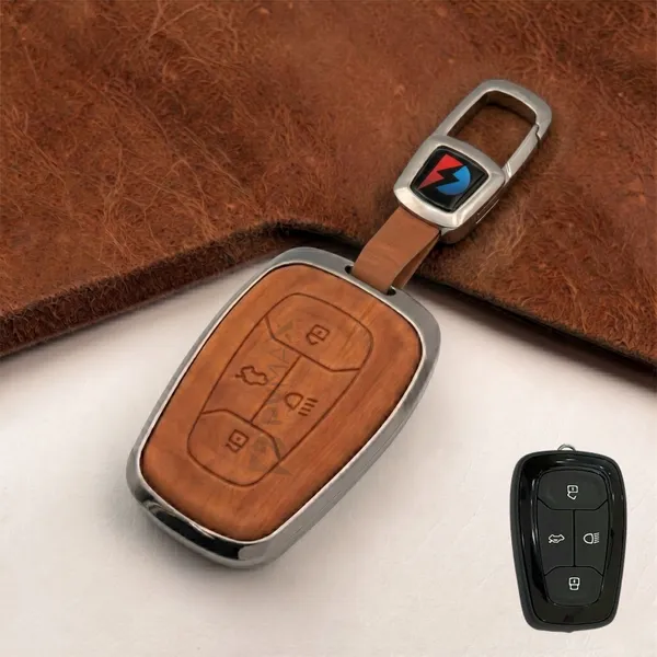 PVMAX_Wooden_Leather_Finish_Metal_Car_Key_Cover_Compatible_with_Tata_Nexon_|_Harrier_|_Safari_|_Altroz_|_Tigor_|_EV_|_Punch_|_Tiago_EV_Electric_4_Button_Smart_Key