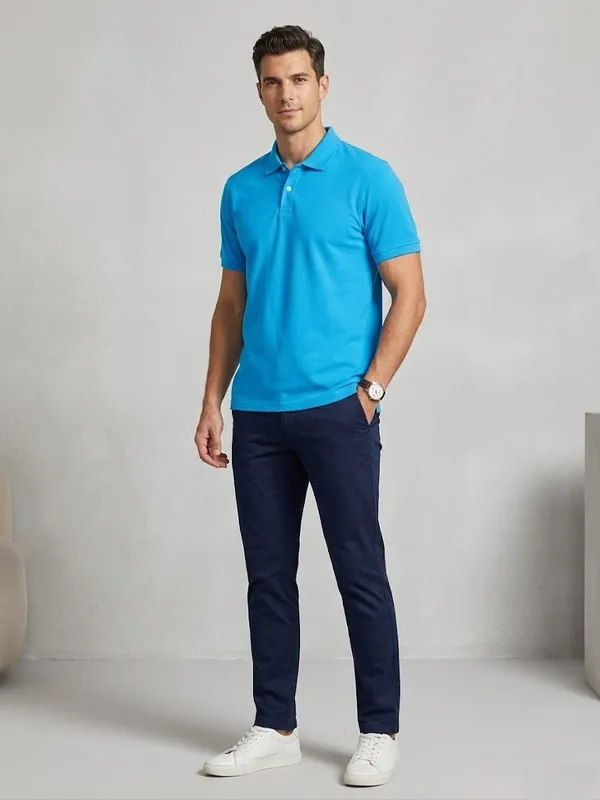Indian_Blue_Polo_T-Shirt_For_Men_-_Classic_Casual_Wear