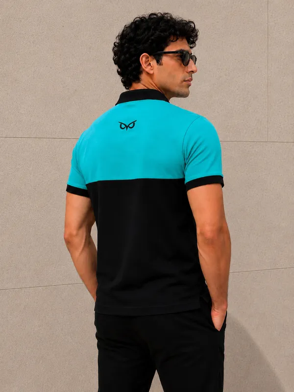 Ocean_Green_&_Black_Polo_T-Shirt_For_Men_-_Classic_Casual_Wear