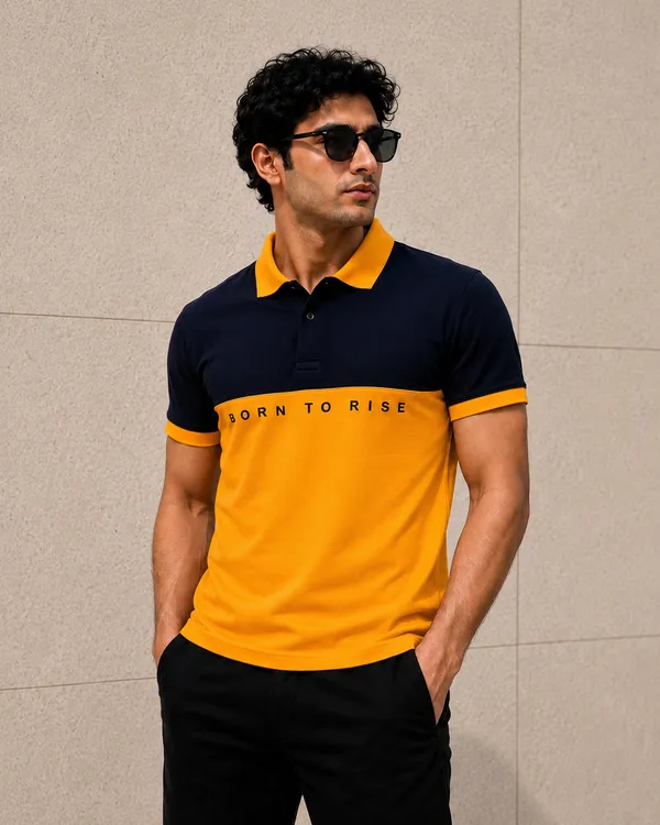Navy_&_Yellow_Polo_T-Shirt_For_Men_-_Classic_Casual_Wear