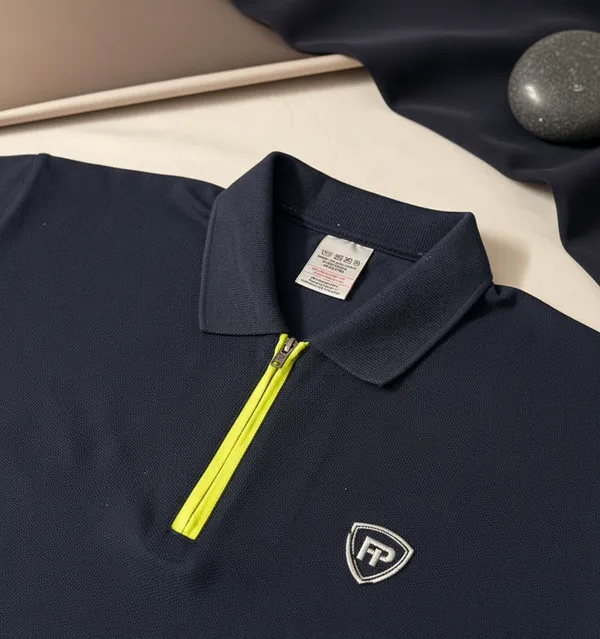 Navy_Blue_Polo_T-Shirt_With_Neon_Zip_And_Rib_Pipin_For_Men_-_Classic_Casual_Wear