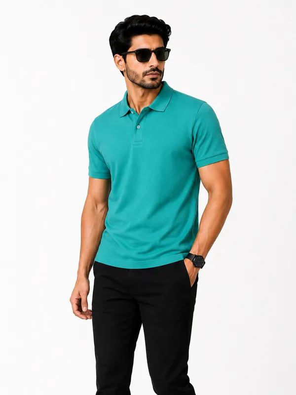 Ocean_Green_Polo_T-Shirt_For_Men_-_Classic_Casual_Wear