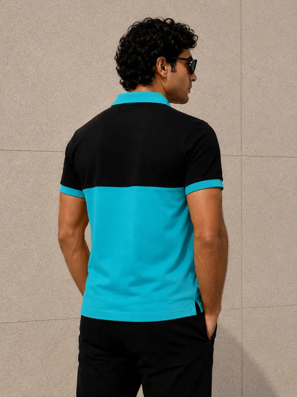 Black_&_Ocean_Green_Polo_T-Shirt_For_Men_-_Classic_Casual_Wear