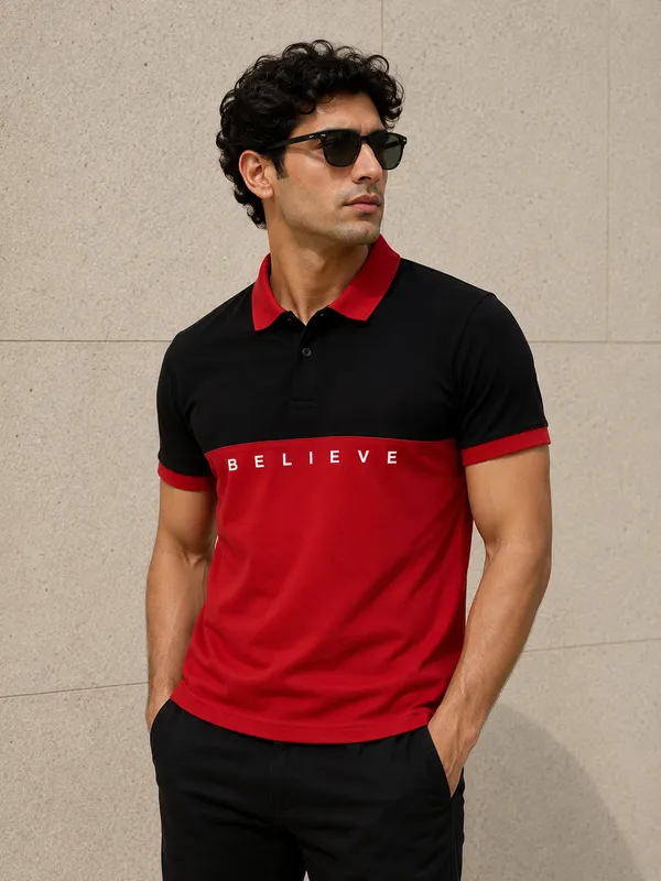 Black_&_Red_Polo_T-Shirt_For_Men_-_Classic_Casual_Wear