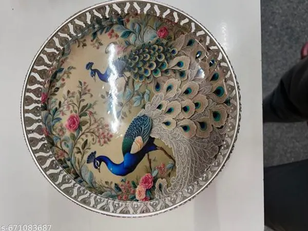 German_Silver_Antique_Finish_Tray_With_Floral_Peacock_Design